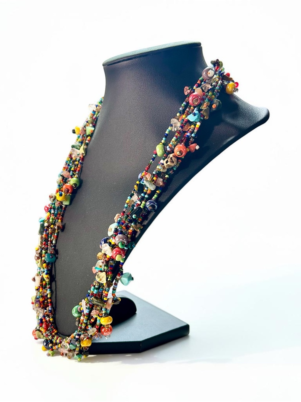 Artisan Colorful Multi-Strand Funky Beads Necklace Boho - Picture 5 of 8